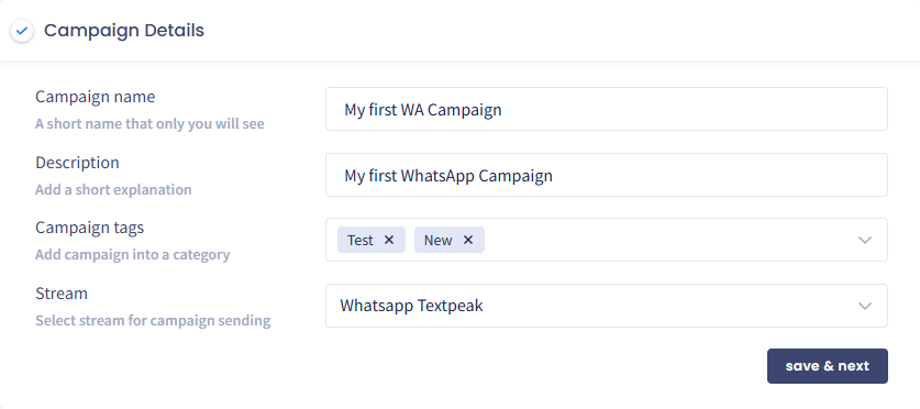 Screenshot of the Campaign Details section