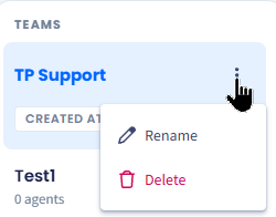 Screenshot with managing new team