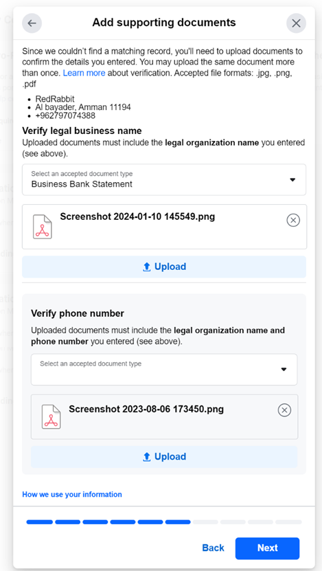 Figure 160: Adding supporting documents.