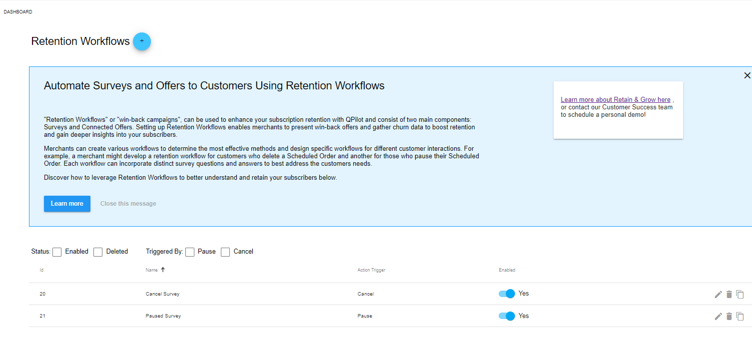 Retention Workflow Dashboard