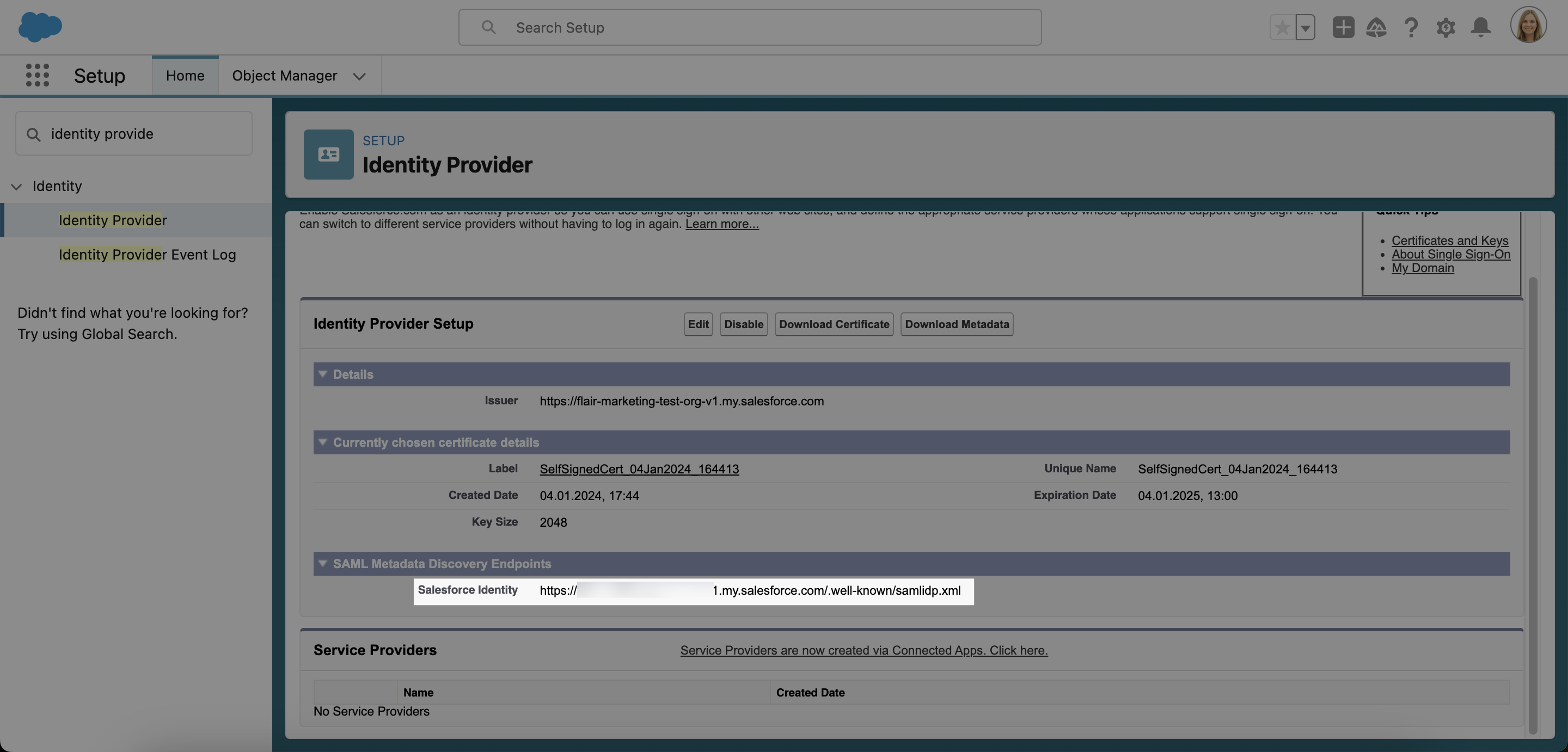 Configuring SAML for flair