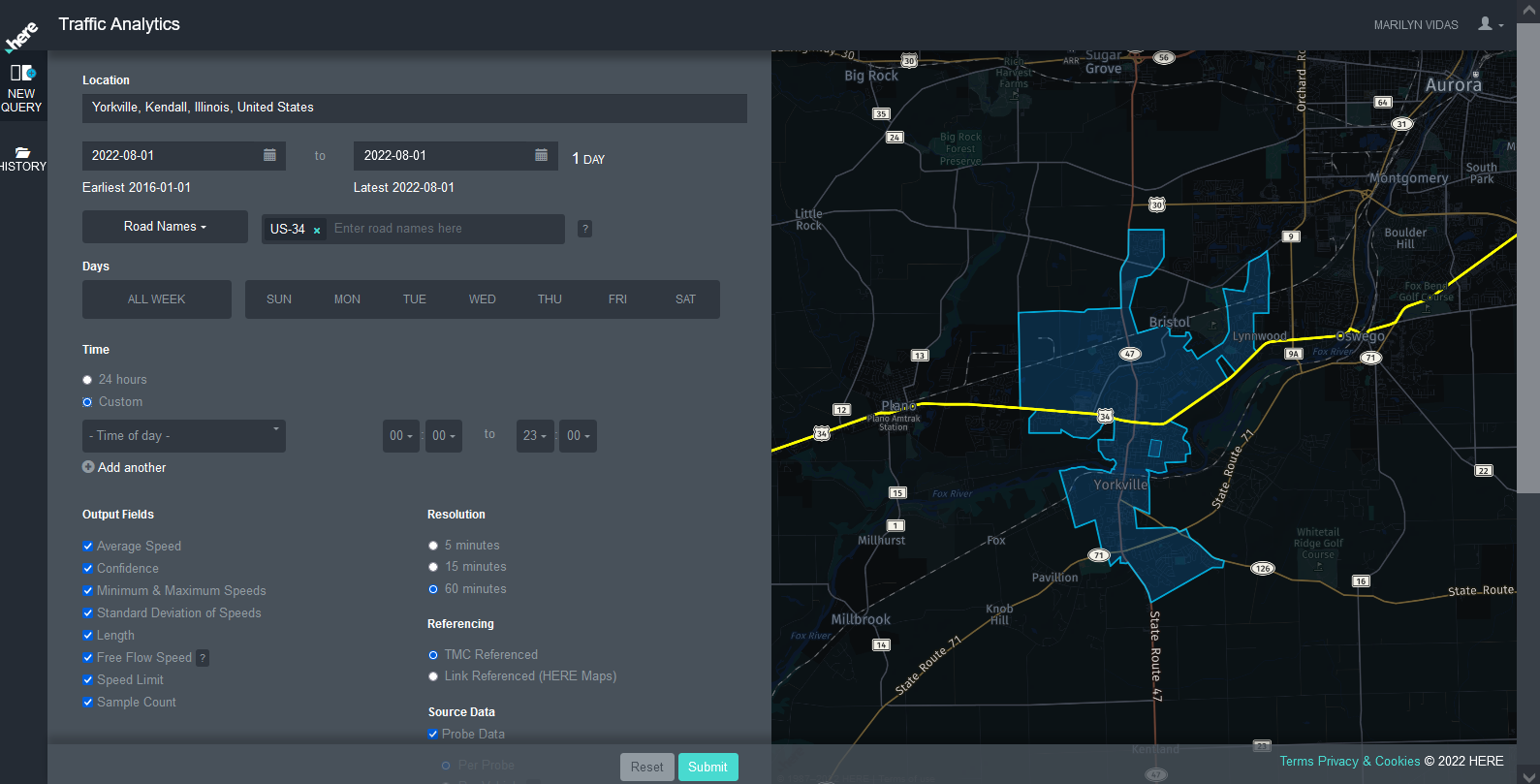 Example of Traffic Analytics Web Portal (may vary)