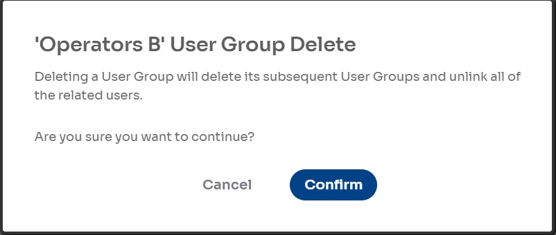 Figure 20: Deleting a user group