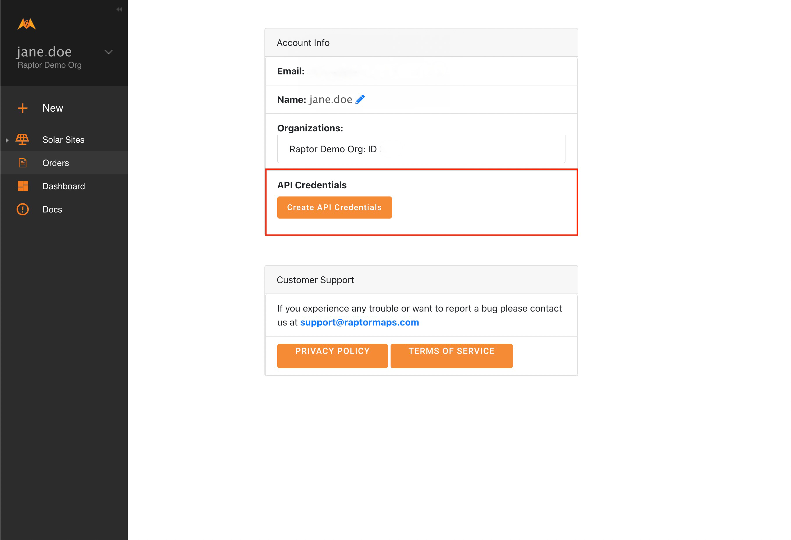 Create API Credentials