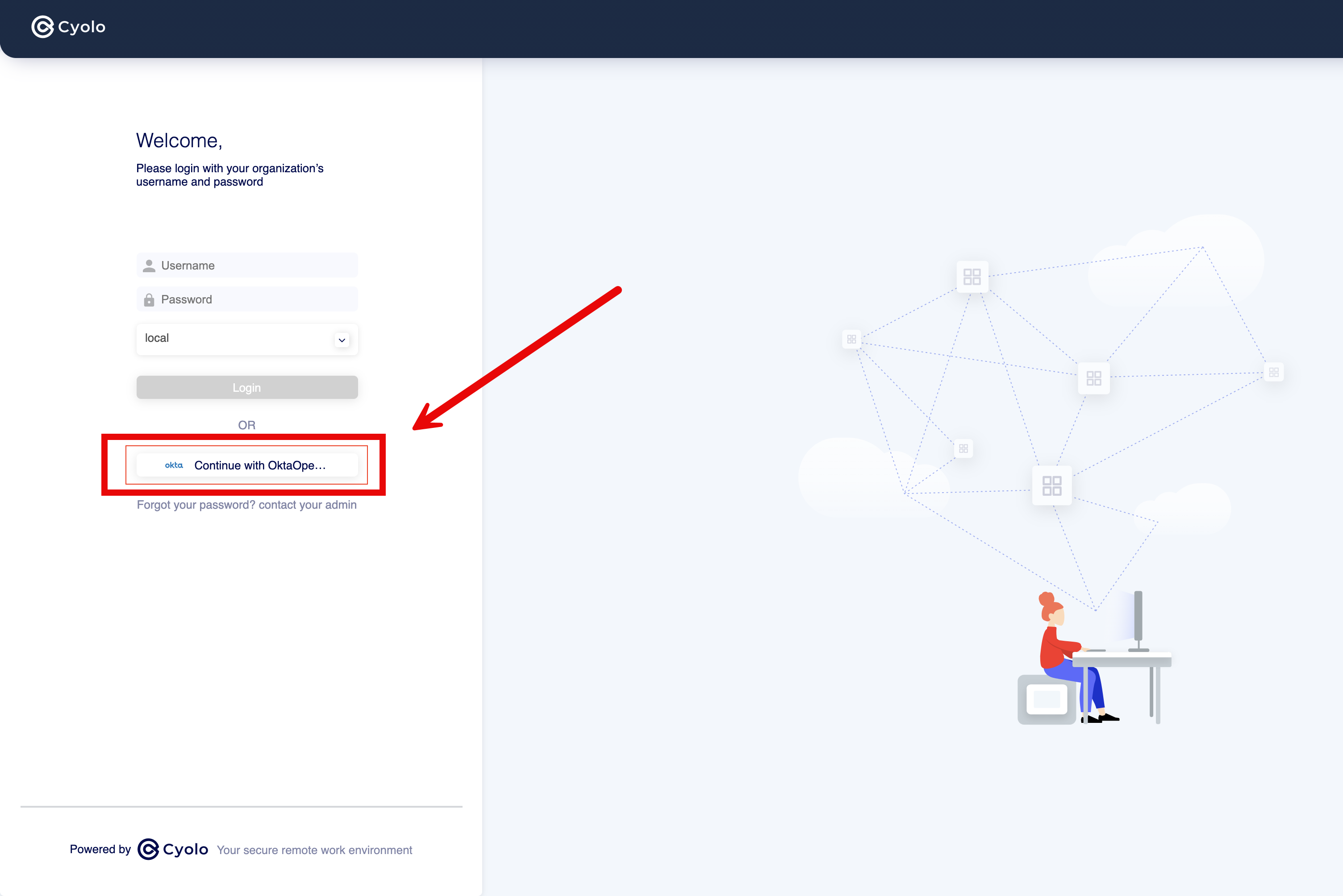 Login page with new button