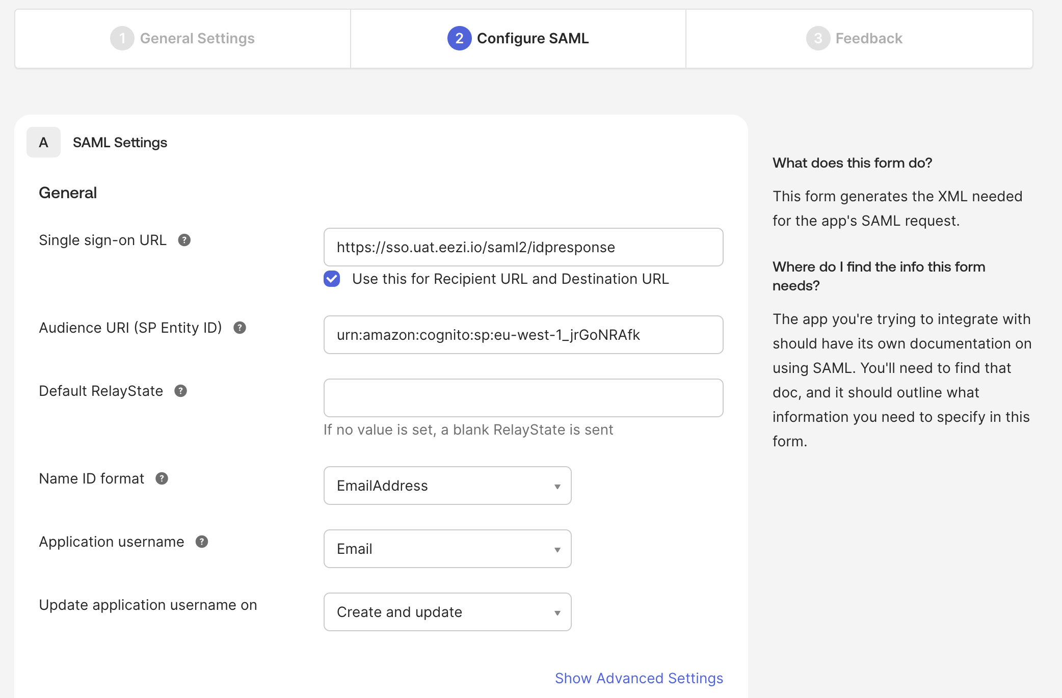 Configure SAML