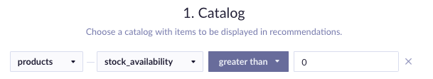 Example of picking product catalog + filtering based on stock