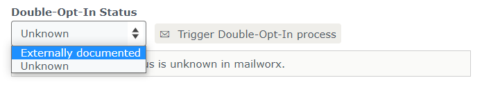 DOI status externally documented Double-opt-in status externally documented