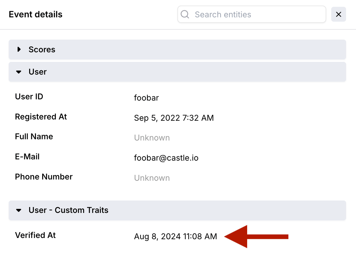 Verified At date in the User Traits