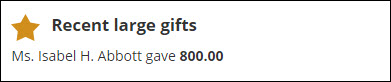 Viewing a Staff Recent Large Gifts alert example