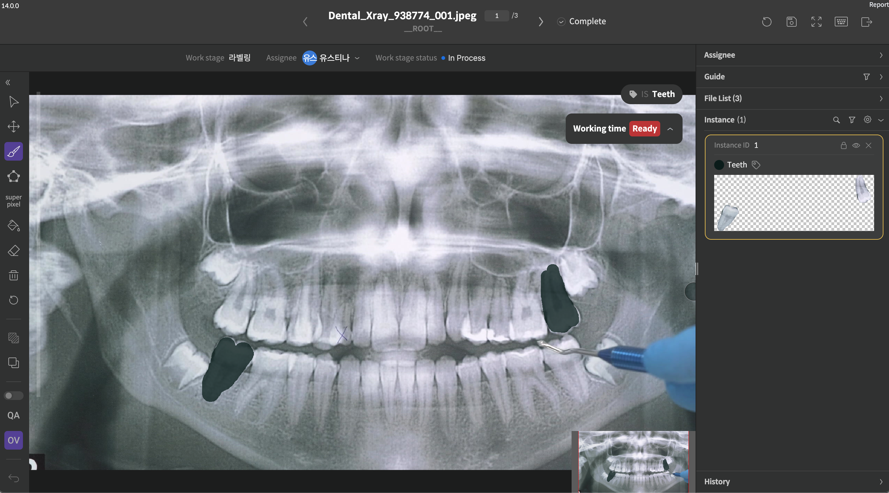 Segmentation task screen