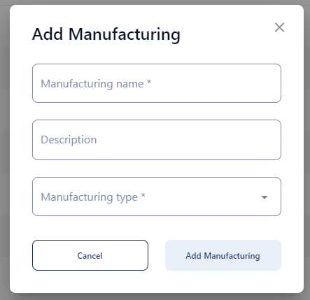 Add a set of manufacturing parameters.