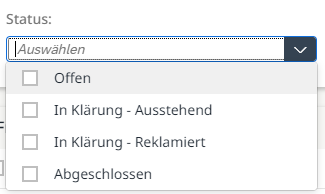 Mögliche Auswahl des Status