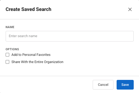 Create Saved Search dialog