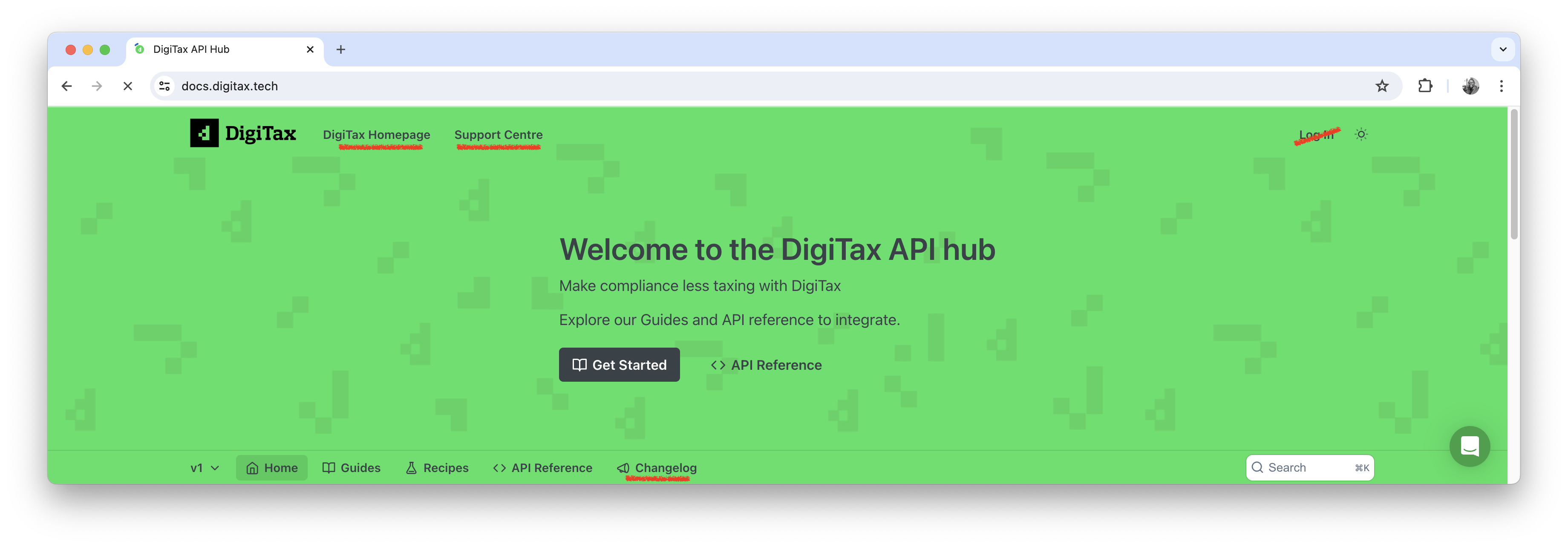 DigiTax API hub Homepage
