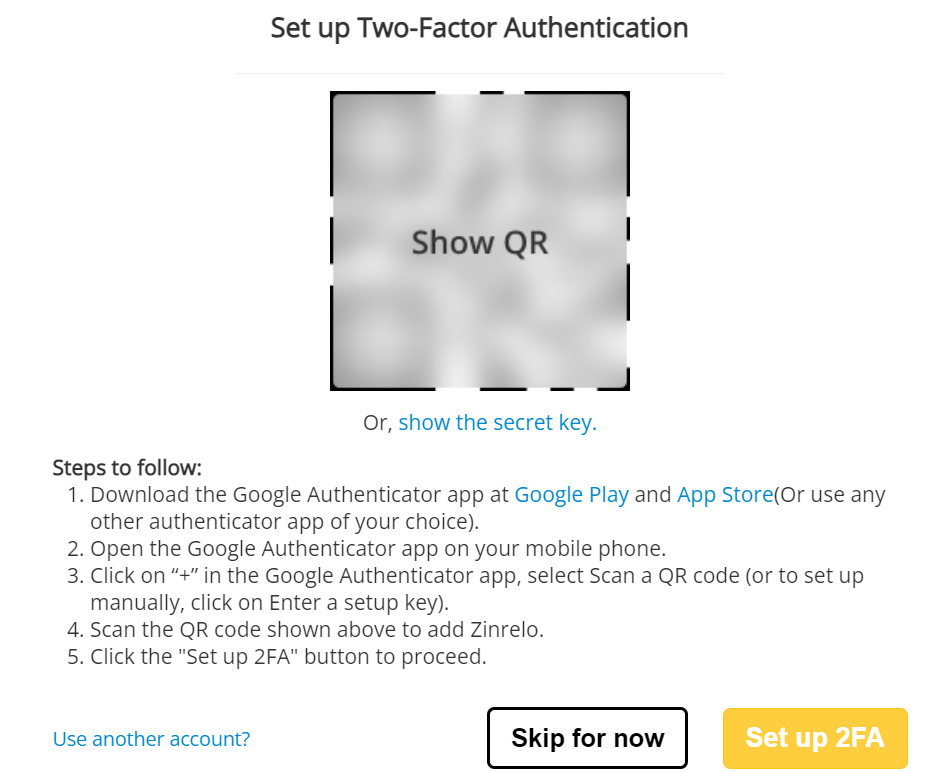 two factor authentication