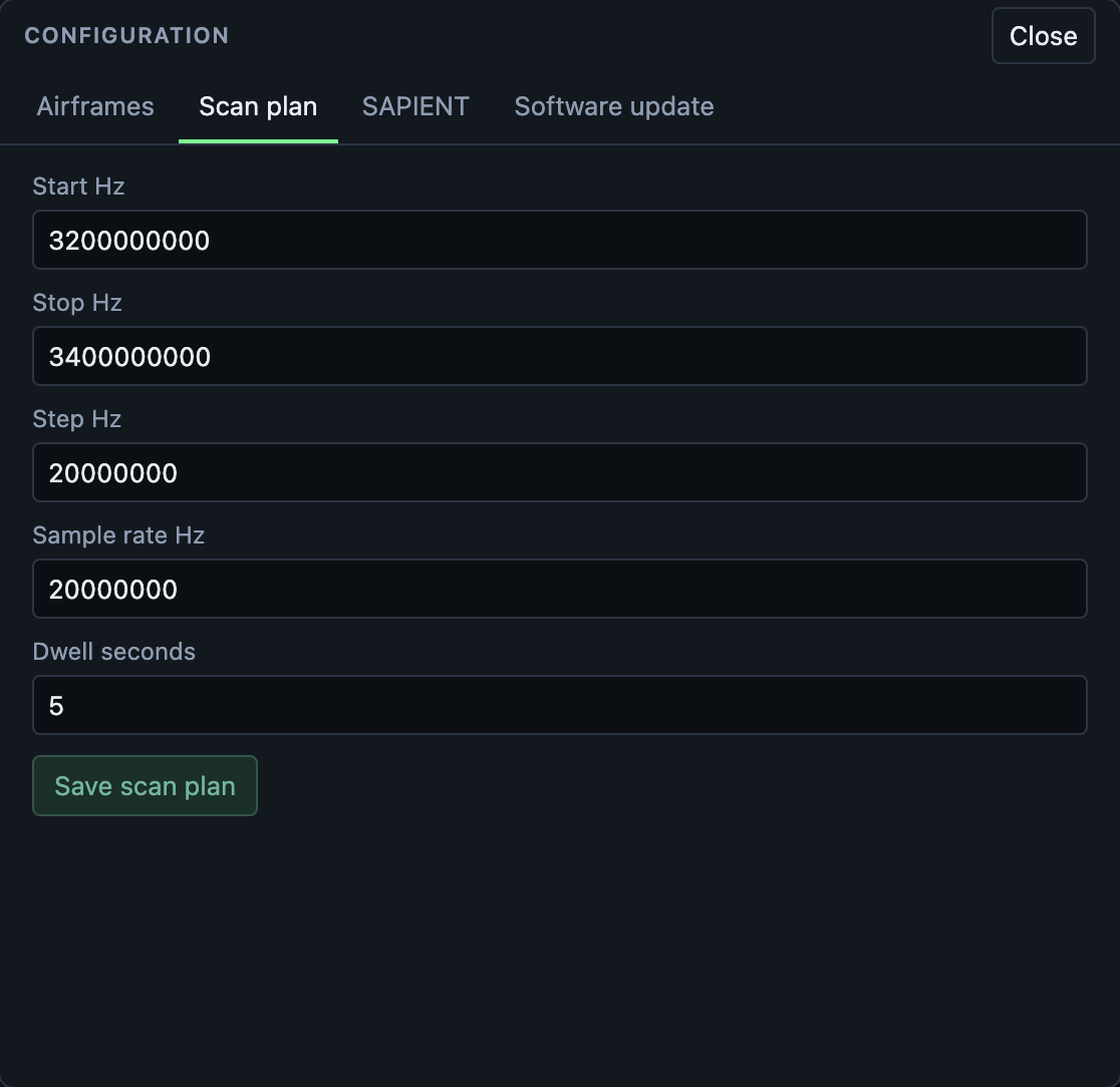 The Scan plan tab.