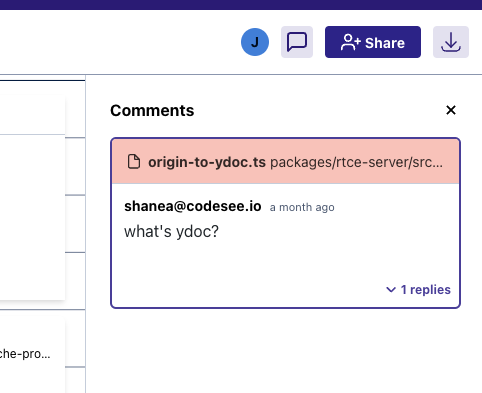 Viewing comments in the comment side-panel