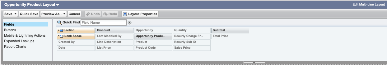 Salesforce Opportunity Product Layout