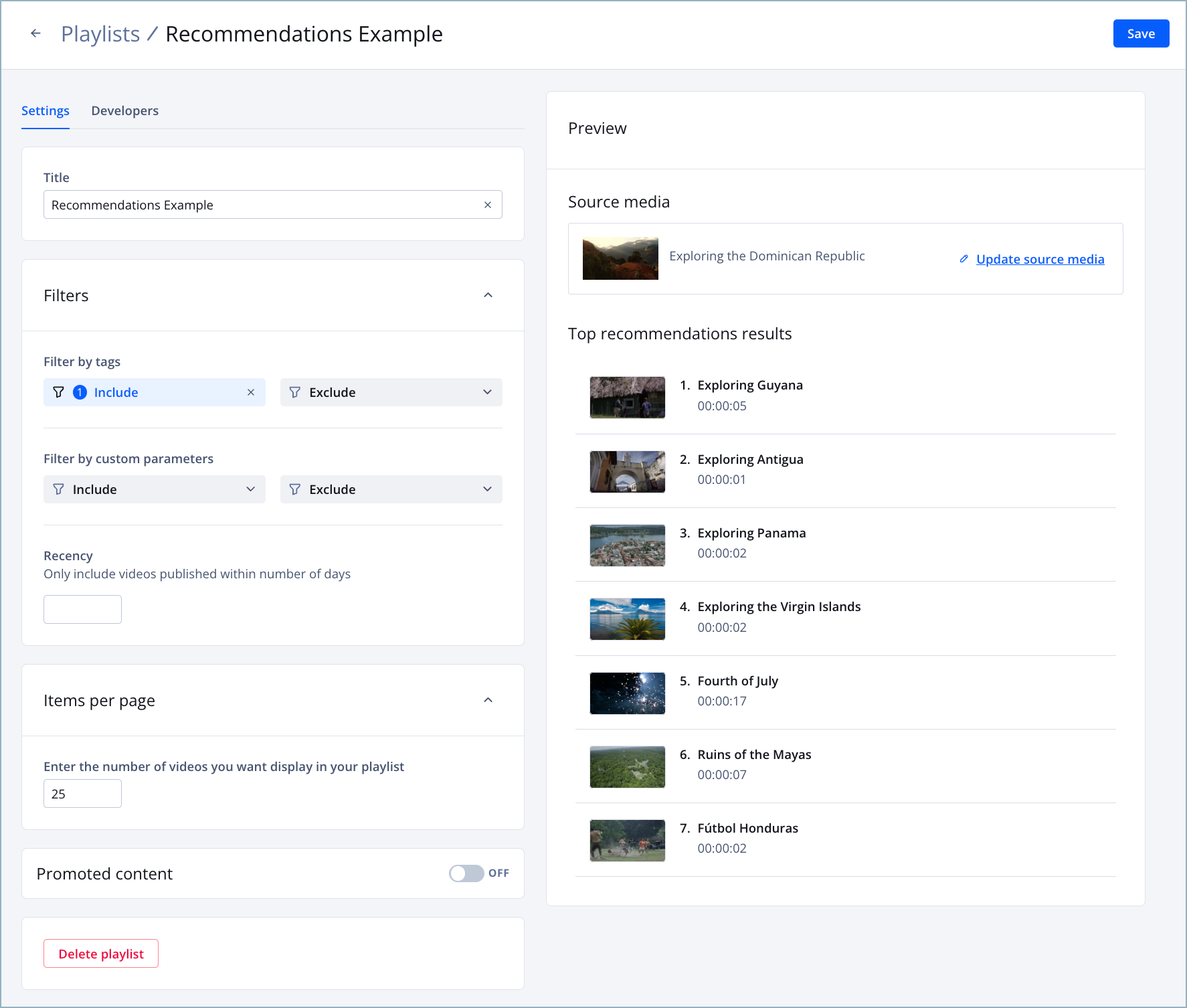 Recommendations playlist details