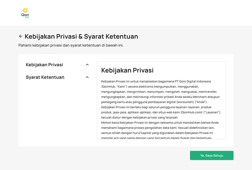 Halaman Kebijakan Privasi & Syarat Ketentuan