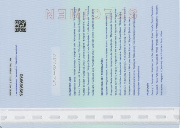 Netherlands Passport (2021) - Back
