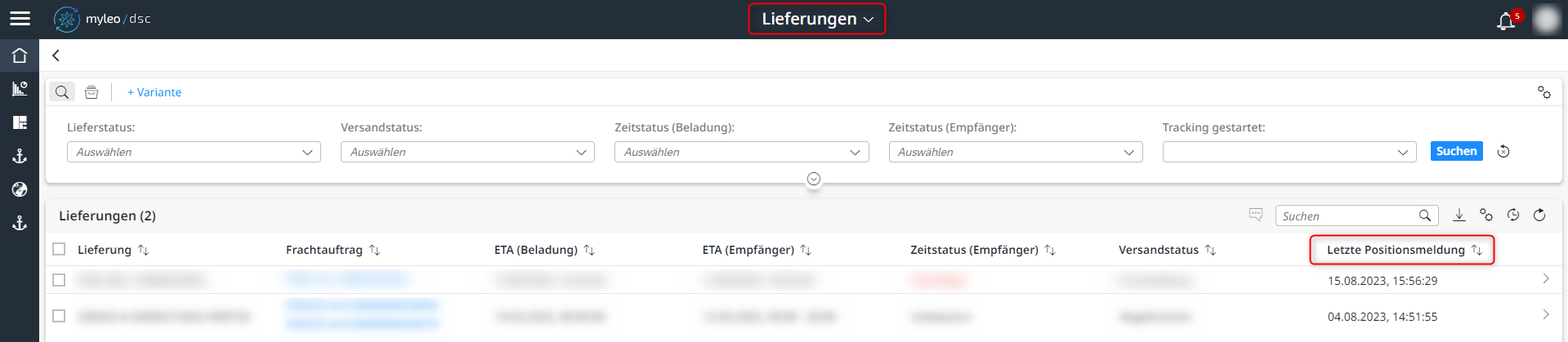 Neue Spalte "Letzte Positionsmeldung"