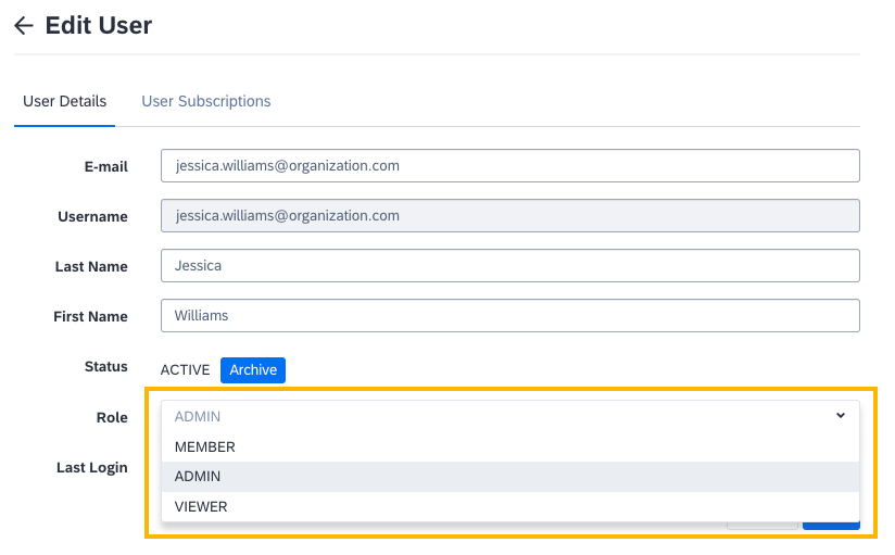 Changing a User's Role