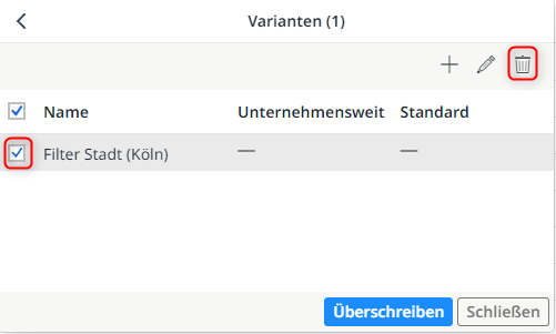 Eine Variante löschen