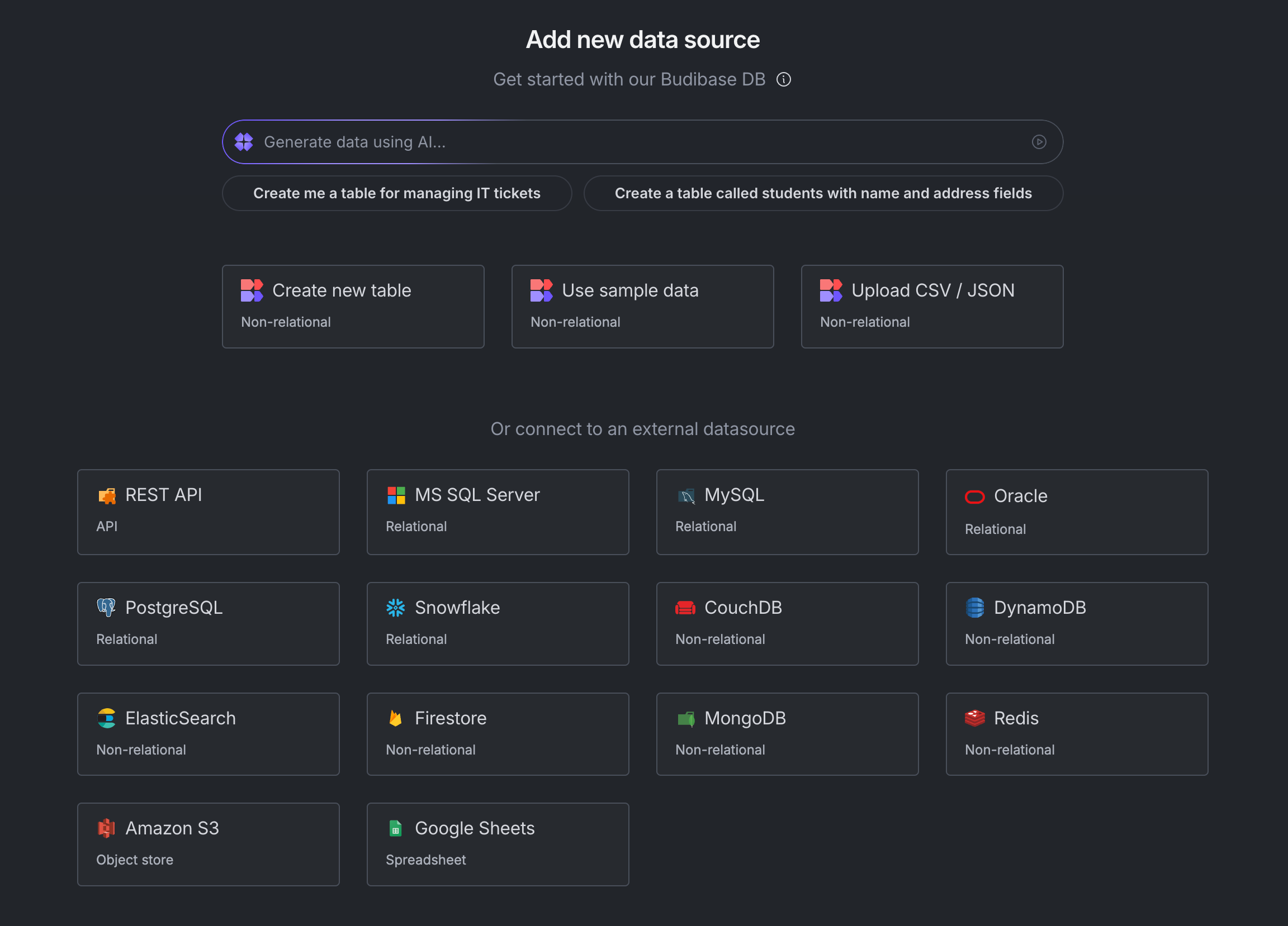 Choose a datasource