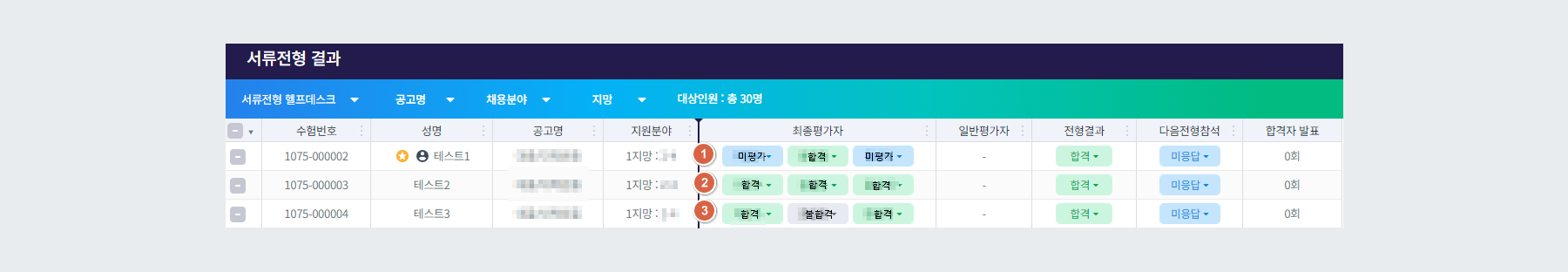 예시 - 합격 결정 기준