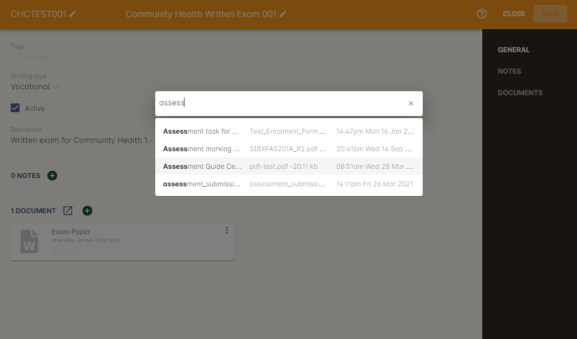 Figure 410. Adding an Assessment Guide pdf to the assement task record