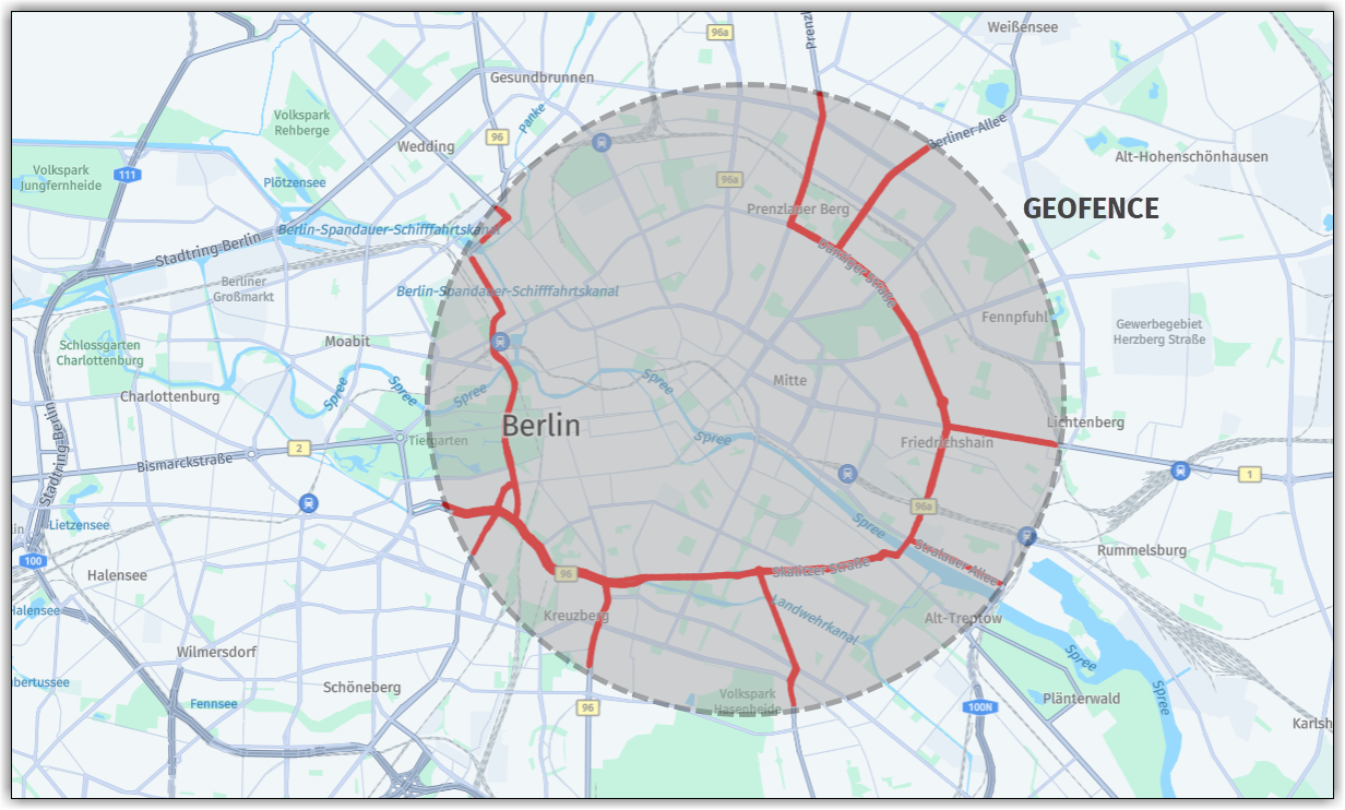 Geofence highlighted