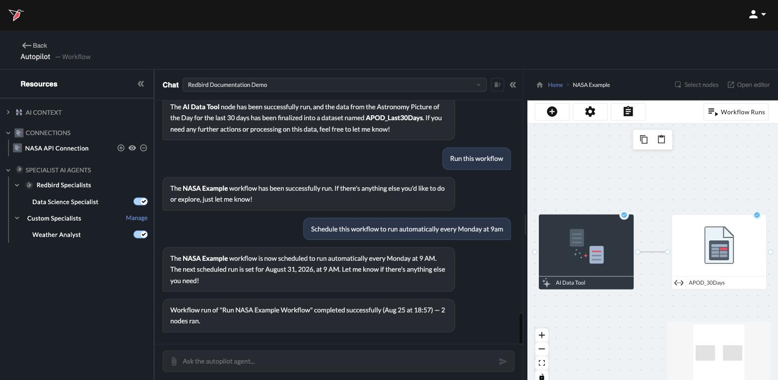 Autopilot confirms the new weekly schedule and the next run time