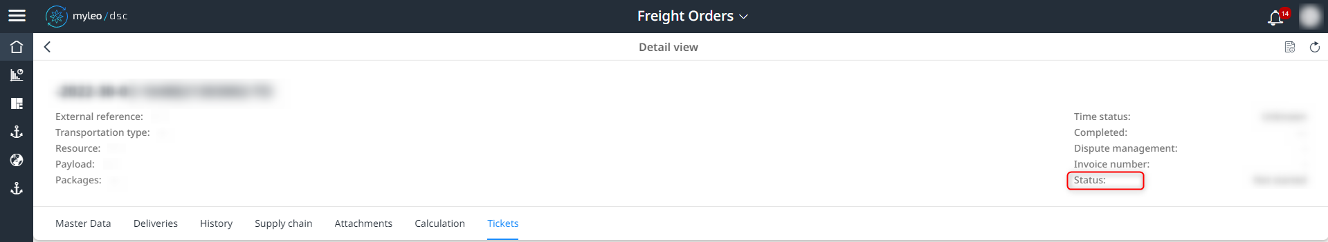 Display of the transmitted status