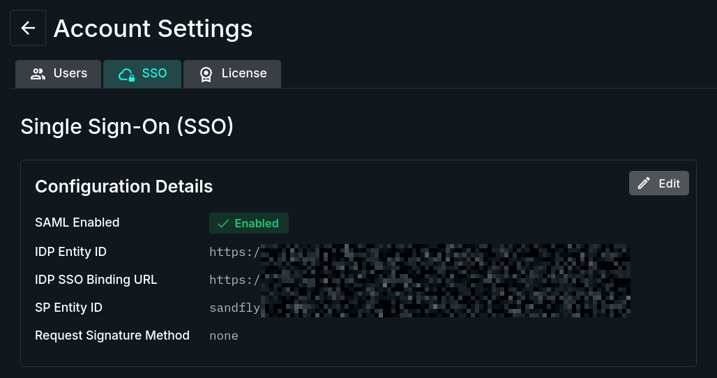 Single Sign-On (SSO) Tab