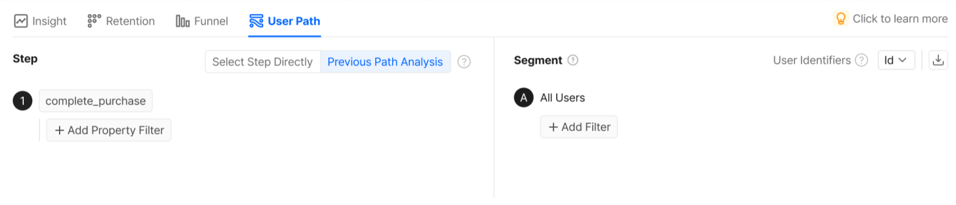 User Path Analytics type