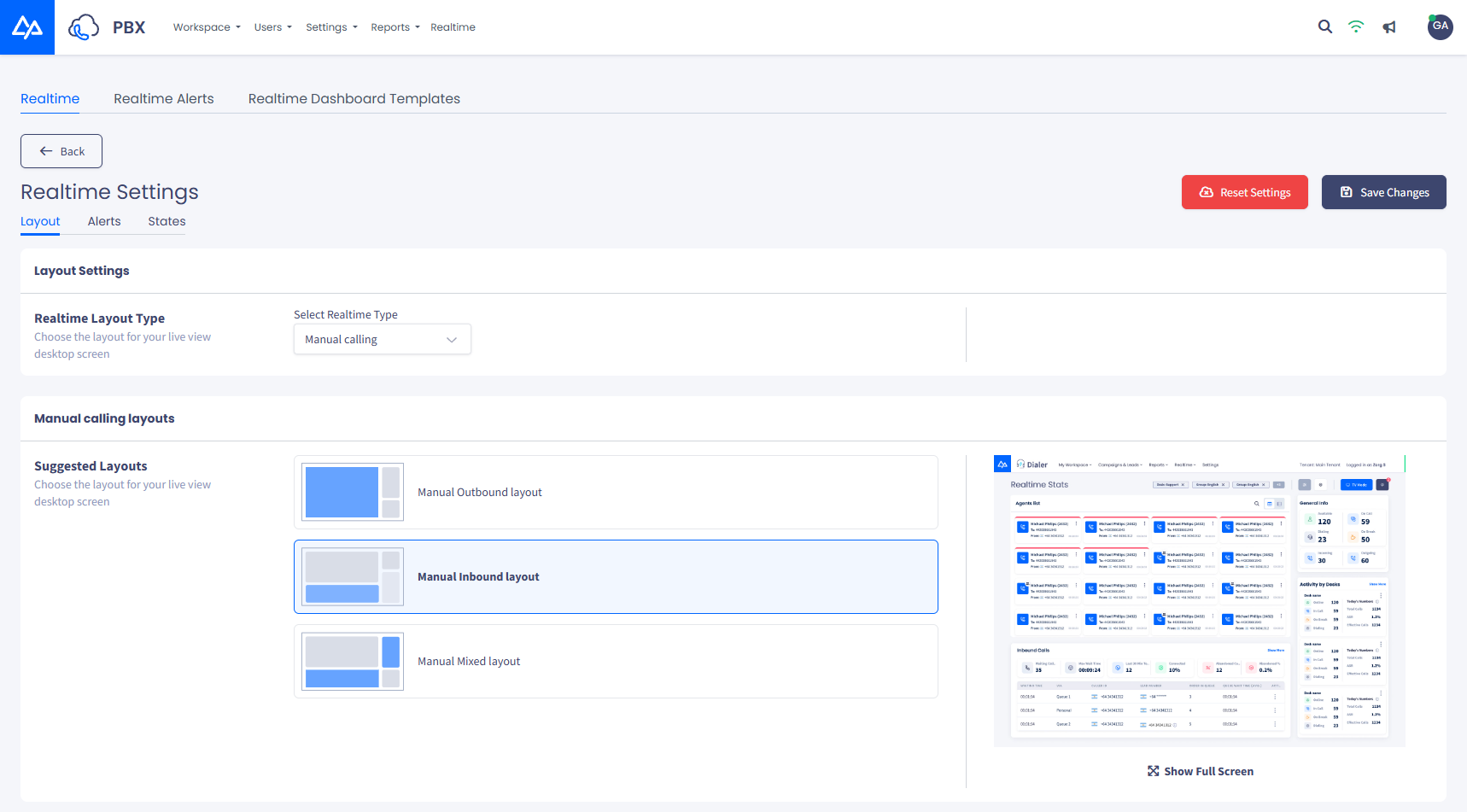 Screenshot with the Layout tab