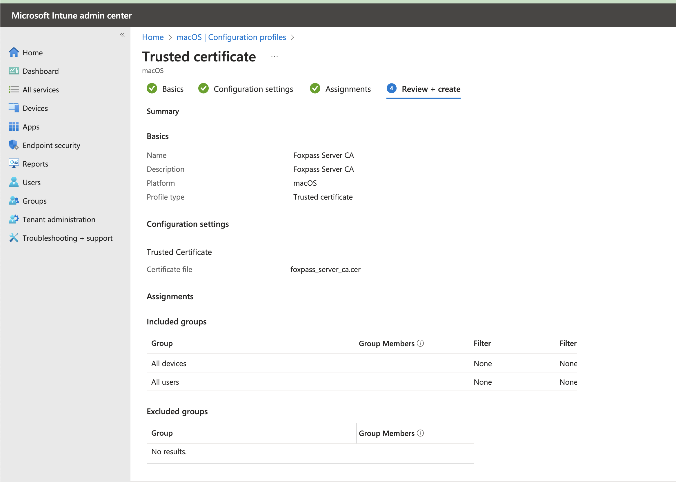 Foxpass Server CA Profile