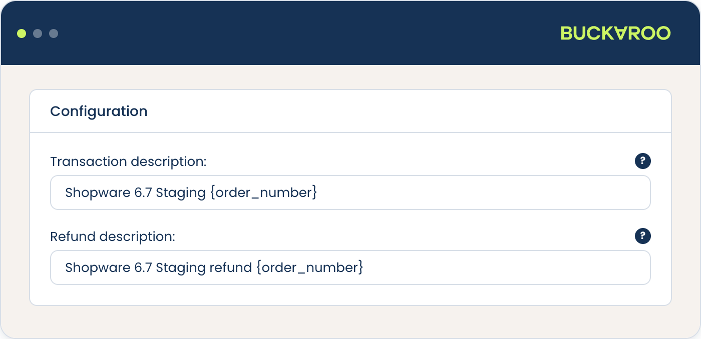 Shopware 6 transaction and refund description fields