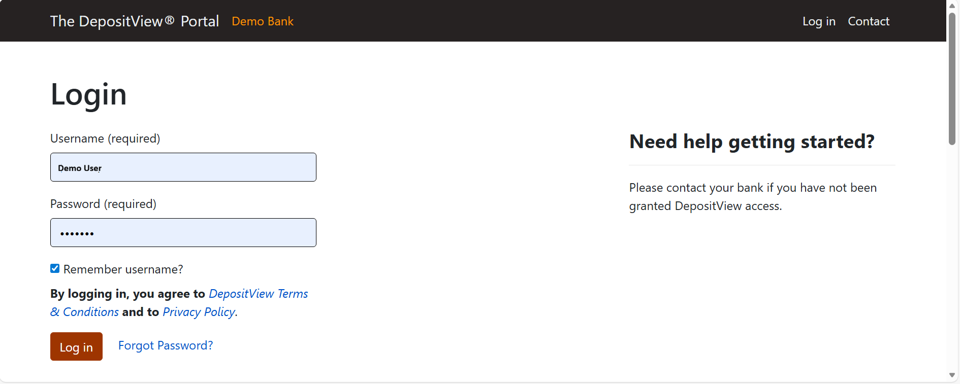 DepositView Login