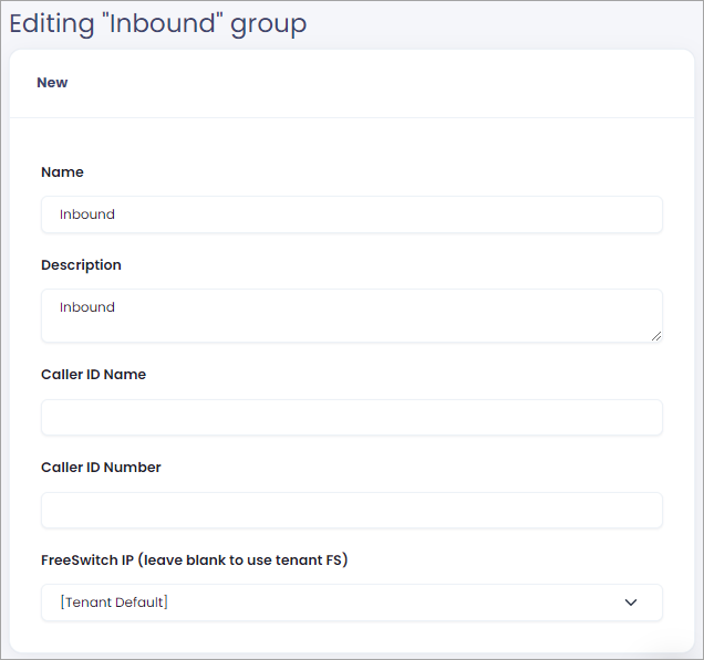 Screenshot of basic user group parameters