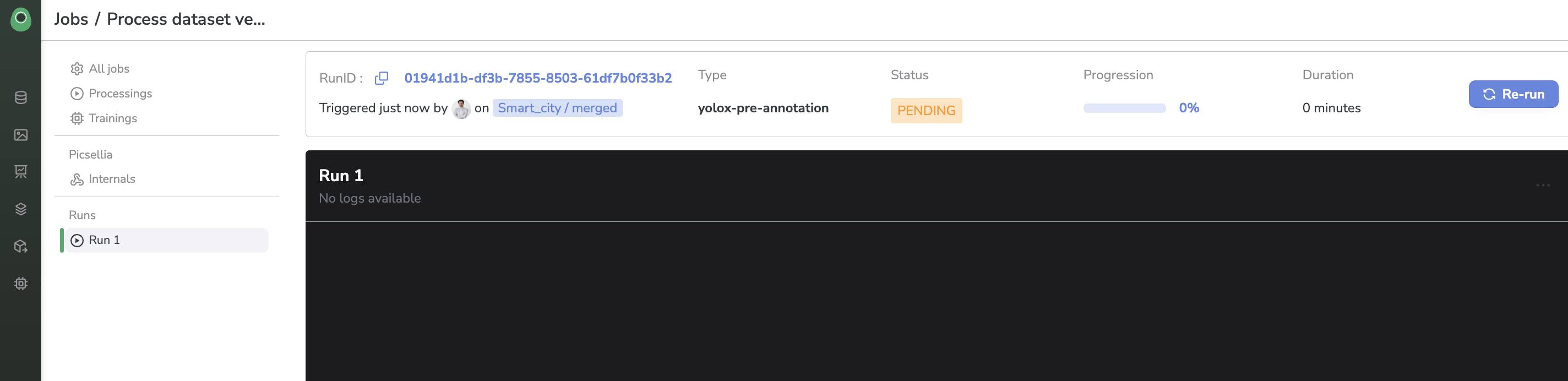 Job logs and status