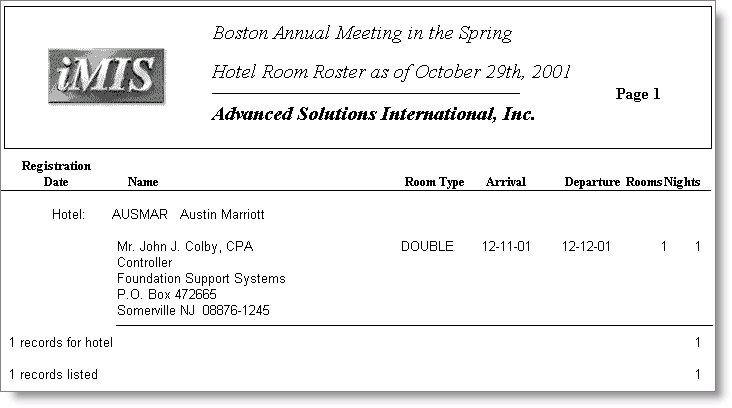 Desktop: Events > Generate reports > Hotel > Hotel Room Roster
