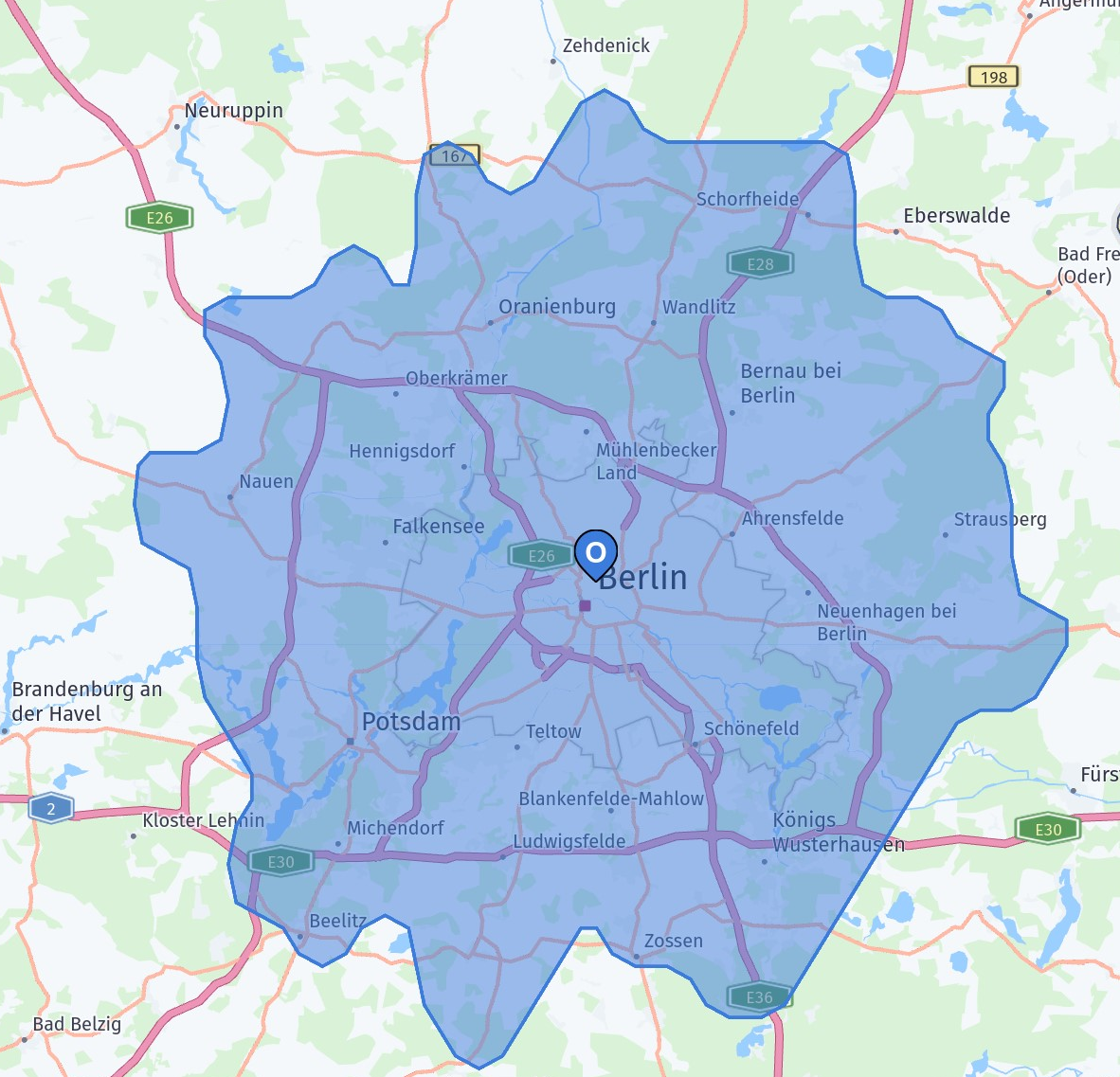 Example of fuel consumption based isoline