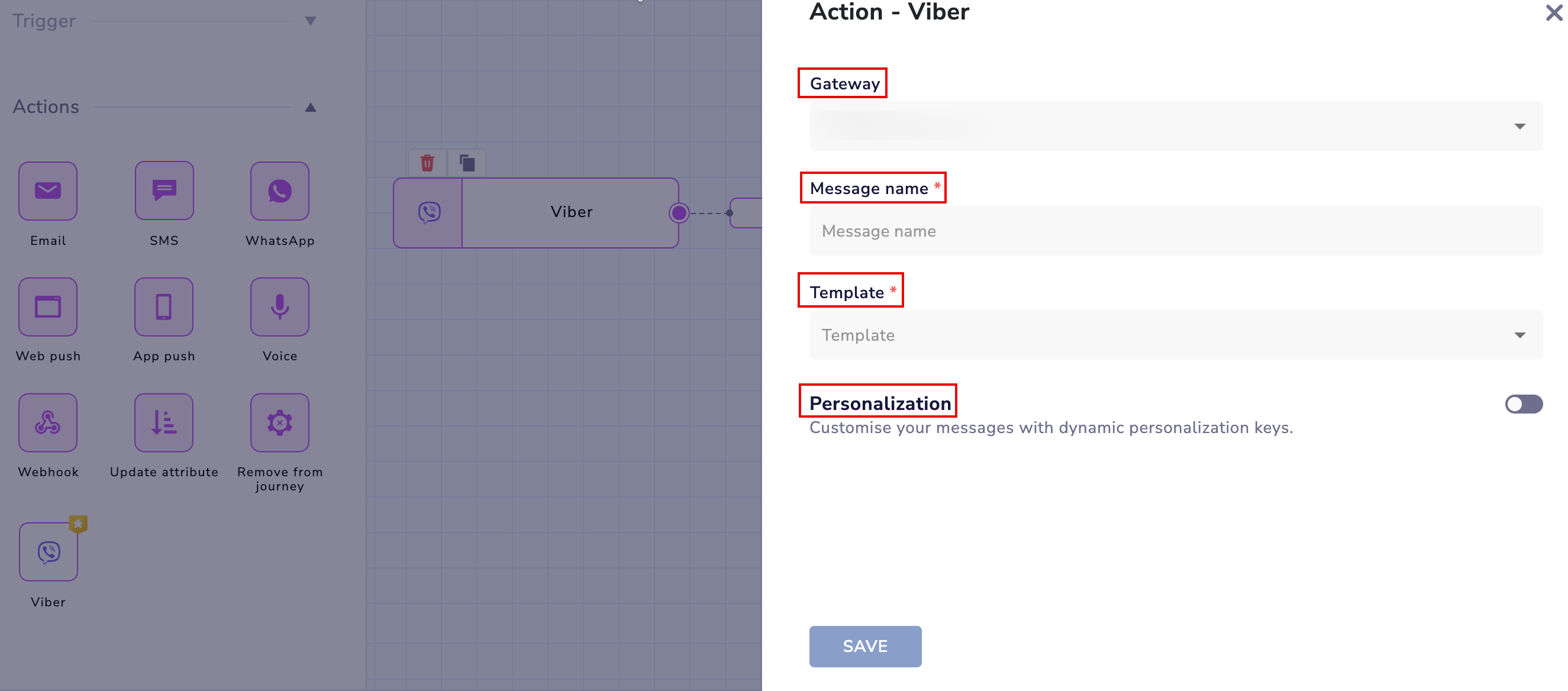 Configure Viber Action Node
