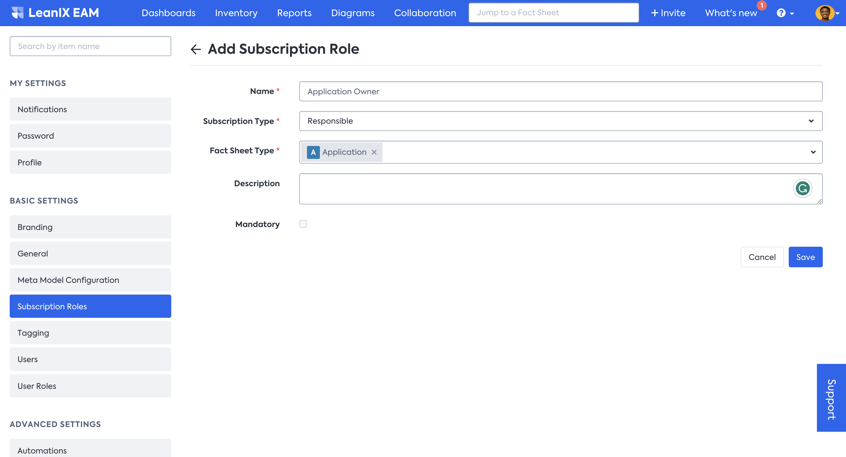 Adding Subscription Role