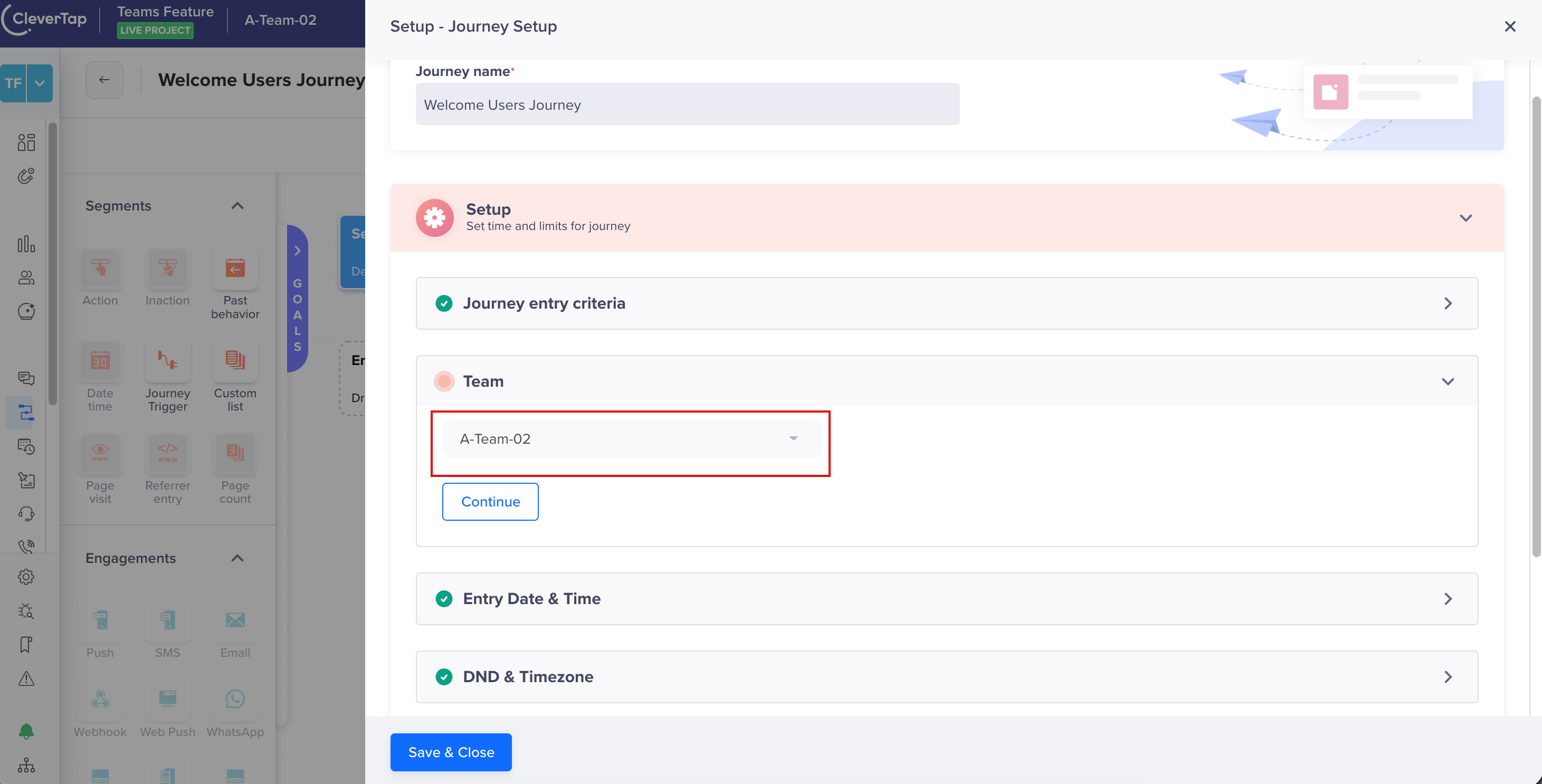 Assign Journey to a Team