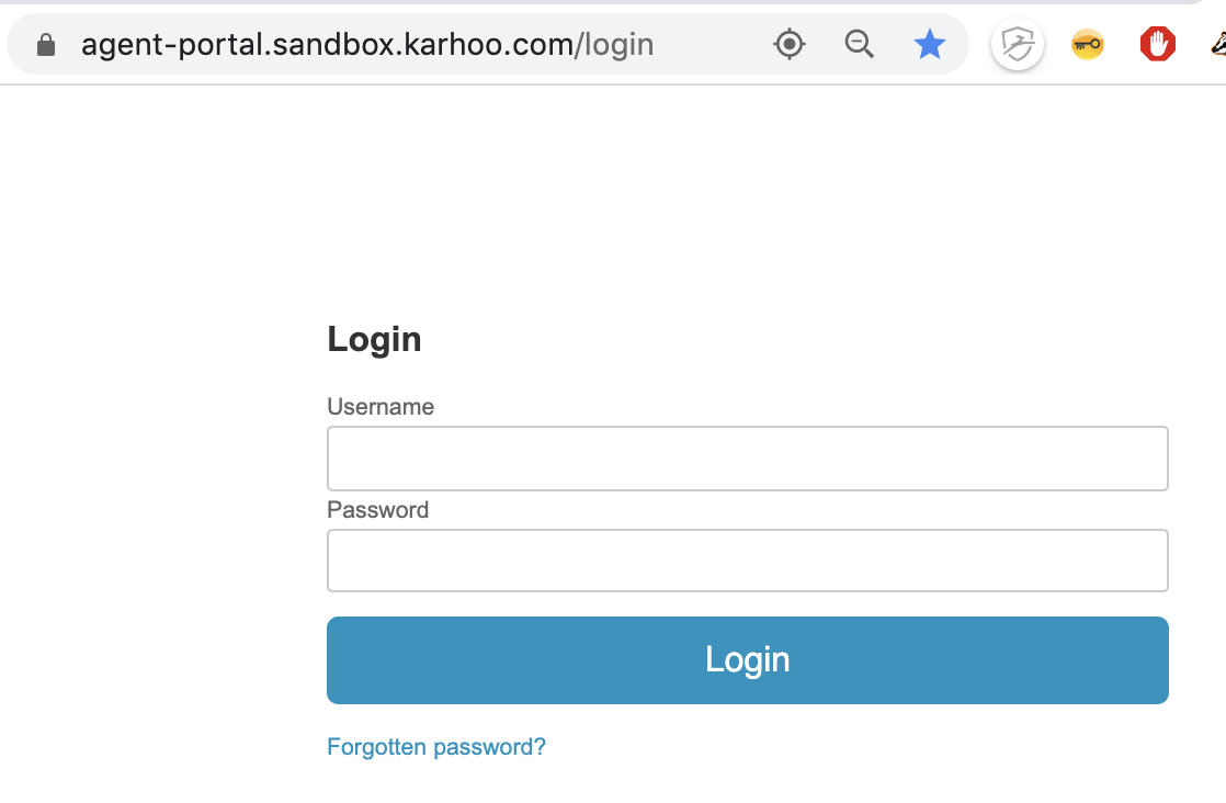 Go to the Url as stated above. Enter a username and password (needs to be provided by Karhoo)