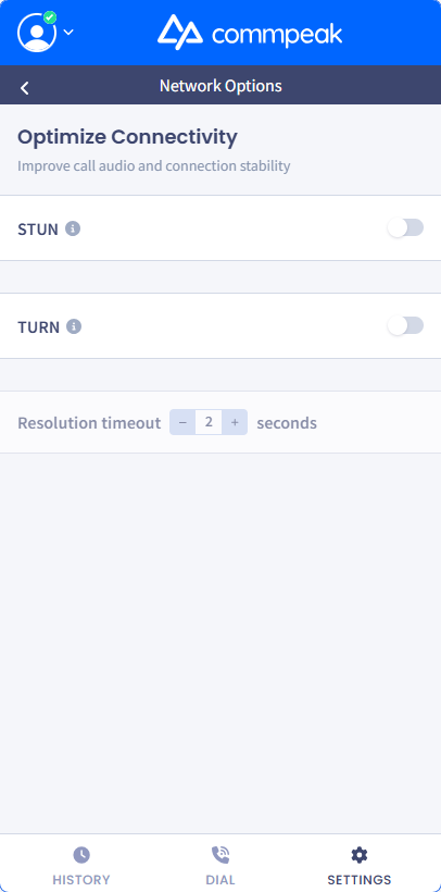 Screensahot of ther Network Options section